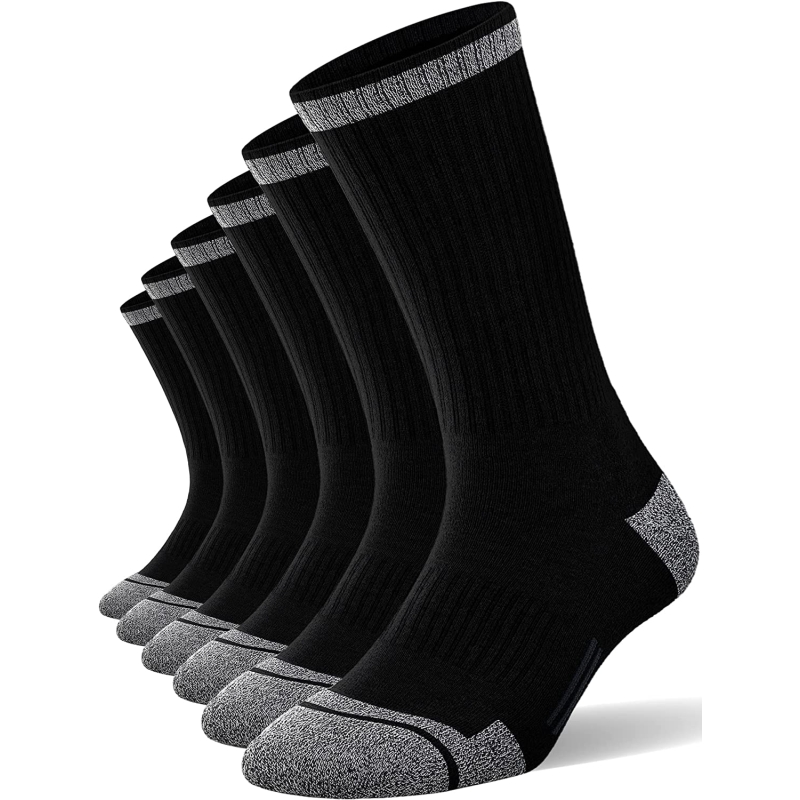 FITRELL 6 Pack Men's Athletic Crew Socks Cushioned Work Boot Socks Size 9-12/12-15